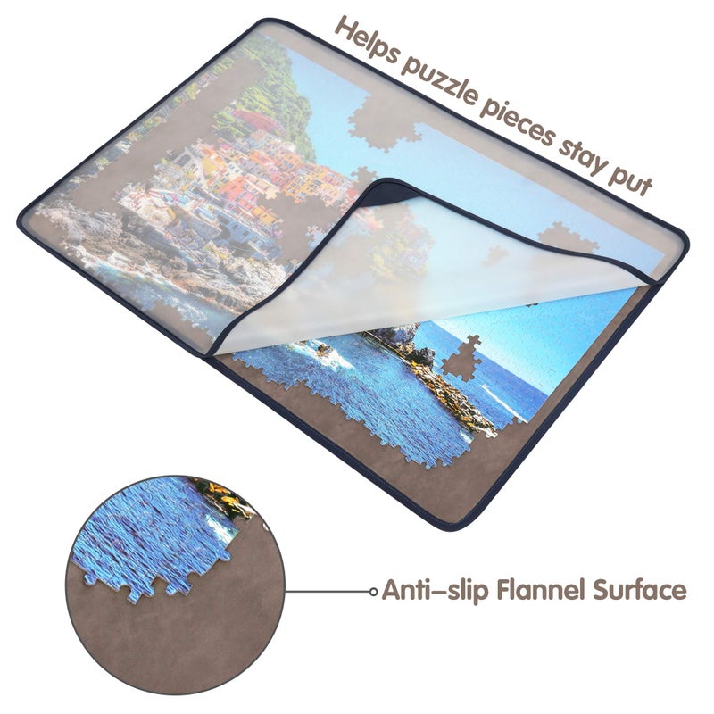Tektalk Jigsaw Puzzle Board Portable Puzzle Mat with Dustproof Cover for Puzzle Storage Saver, Non-Slip Surface, Up to 1000 Pieces (Gray) - Image 4